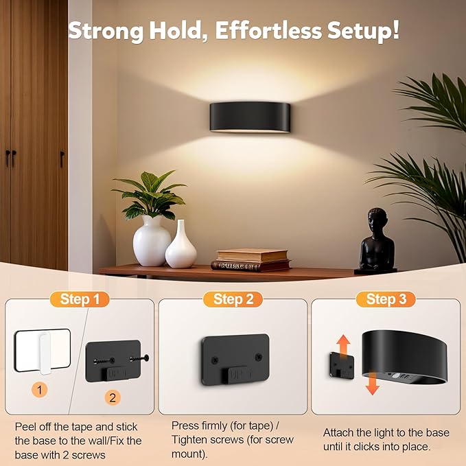 Motion Sensor Wall Sconces, Rechargeable 5000mAh Battery Operated Wall Light with Remote Control 3 Colors Temperatures & Dimmable 15 RGB Colors Up and Down Wireless Wall Mount Light