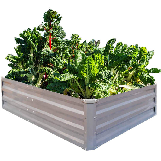 FOYUEE Galvanized Raised Garden Beds for Vegetables Metal Planter Boxes Outdoor Large Patio Bed Kit Planting Herb 5x3x1ft