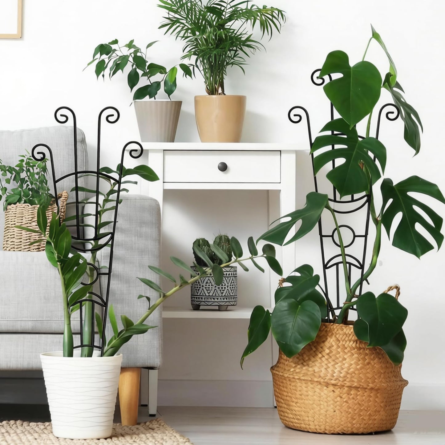 Stackable Metal Plant Trellis, 2Pcs Trellis for Climbing Plants Indoor, Adjustable Height Plant Support for Potted Climbing Plants (32.7 Inch Tall)