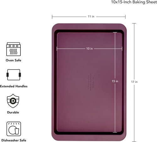 KitchenAid Nonstick Baking Sheet - 10x15in Aluminized Steel for Perfectly Baked Goods | Beetroot Color