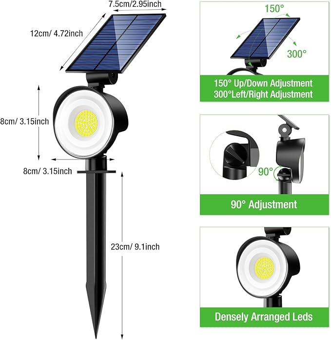 nipify 6 Pack Solar Spot Lights Outdoor Waterproof with 3 Modes, Solar Spotlight Light for Outside Yard Landscape Lighting Pathway Lights Wall,Cool White