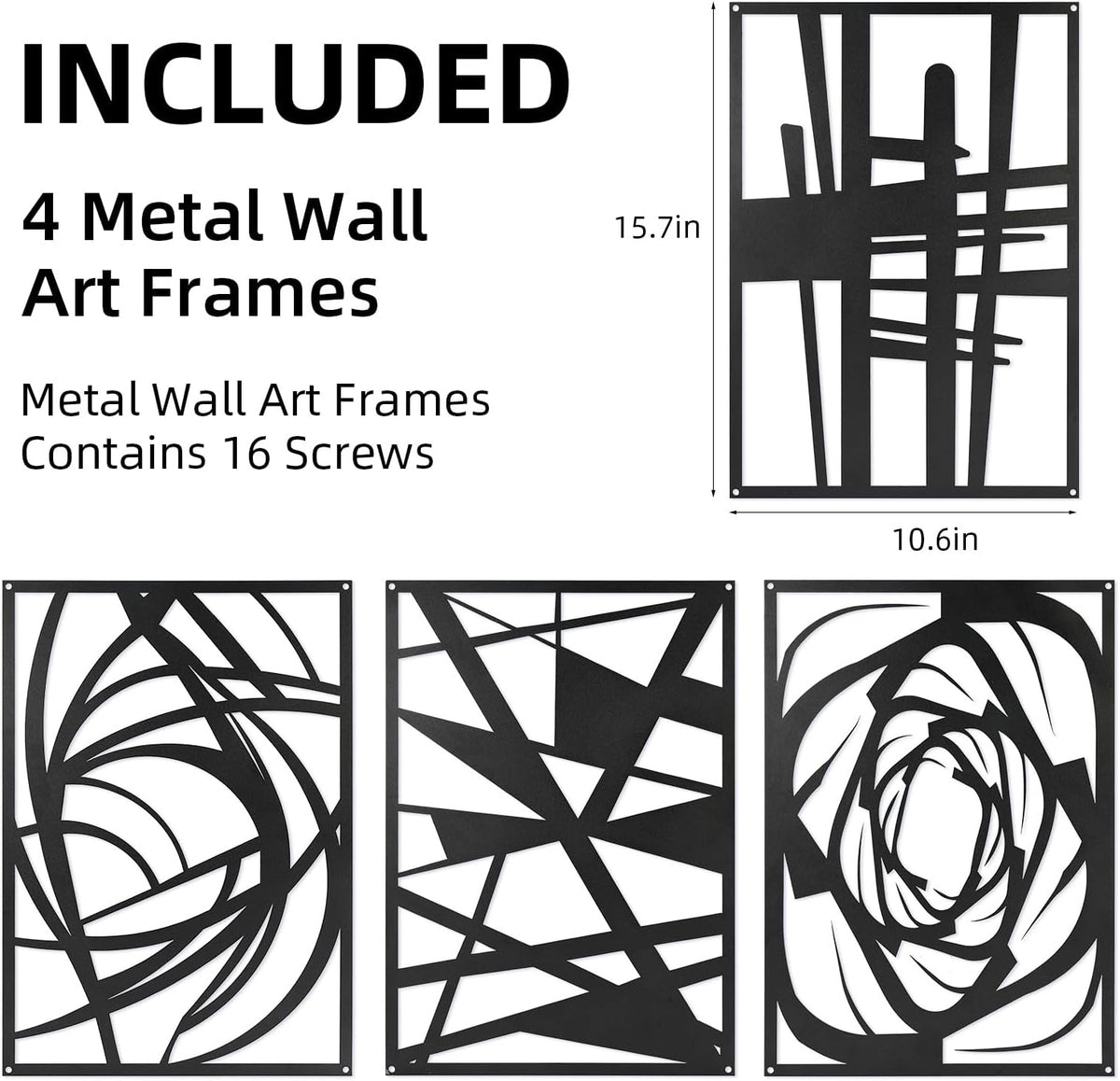 Skiennix Black Abstract Metal Wall Art - Modern 3D Textured Decor for Living Room & Office | 15.7 x 10.6 Inch