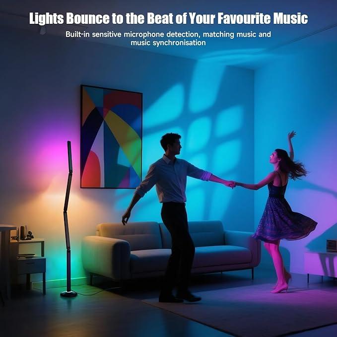Corner Floor Lamp-2200 Lumen Smart Lamp with App and Remote Control, Lamp can be Folded 360°, Music Sync and 16 Million DIY Colors, Floor Lamp for Living Rooms, Bedrooms and Gaming Rooms