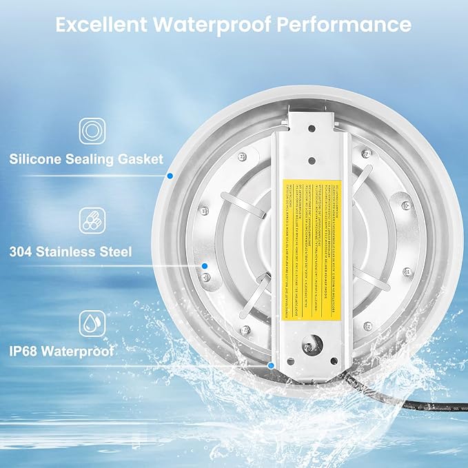 10 Inch Led Pool Lights for Inground Pool, 16 Million RGB Multicolor 12V DC Inground Pool Light, App & Remote Controller, 50 feet Cord,304 Stainless Steel,IP68, Perfect for Pool Parties, Pesorts