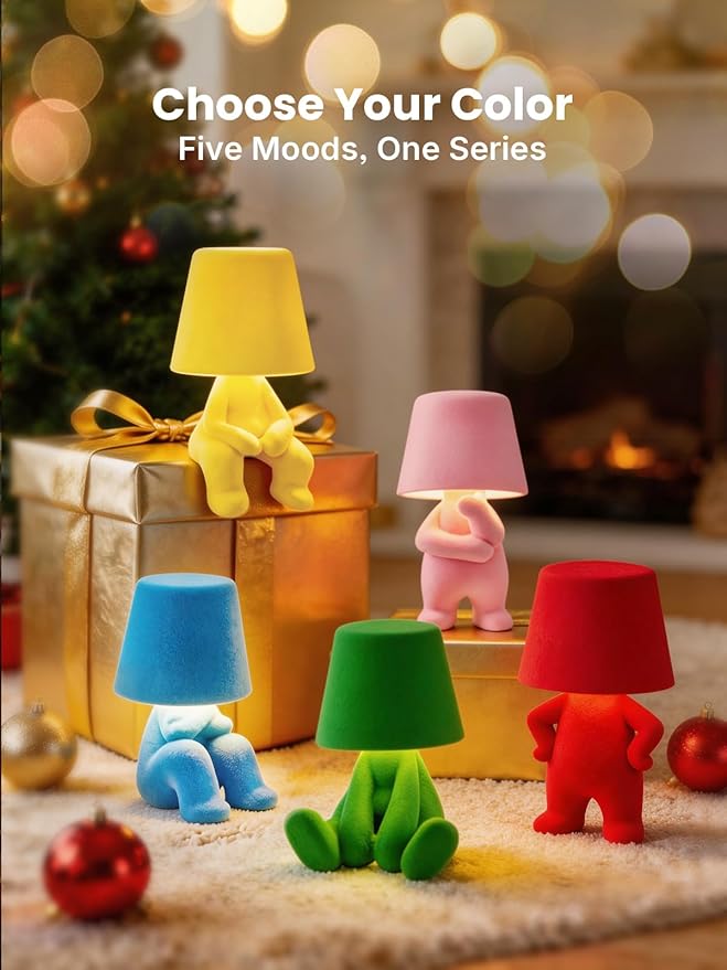 Modern Table Lamp for Youth: Rechargeable Cute Light for Kids Child Teen - Gift for Birthday Christmas Halloween Easter (Blue)