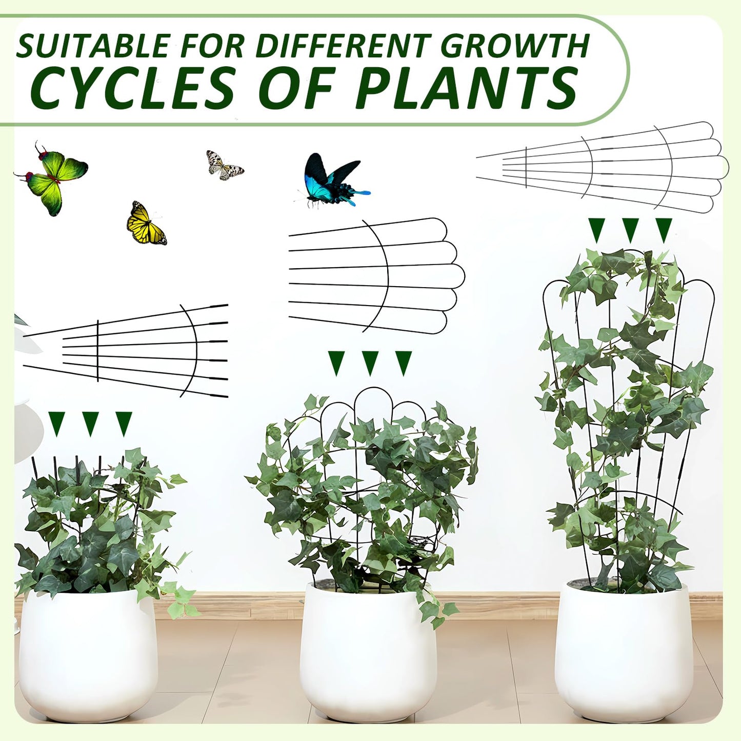 LEIFIDE 2 Pcs 33in Plant Trellis for Climbing Plants Indoor, Expandable Large Metal Trellis for Potted, Heavy-Duty Tall Rustproof Houseplant Support for Flowers Vine Ivy Pothos Hoya Monstera