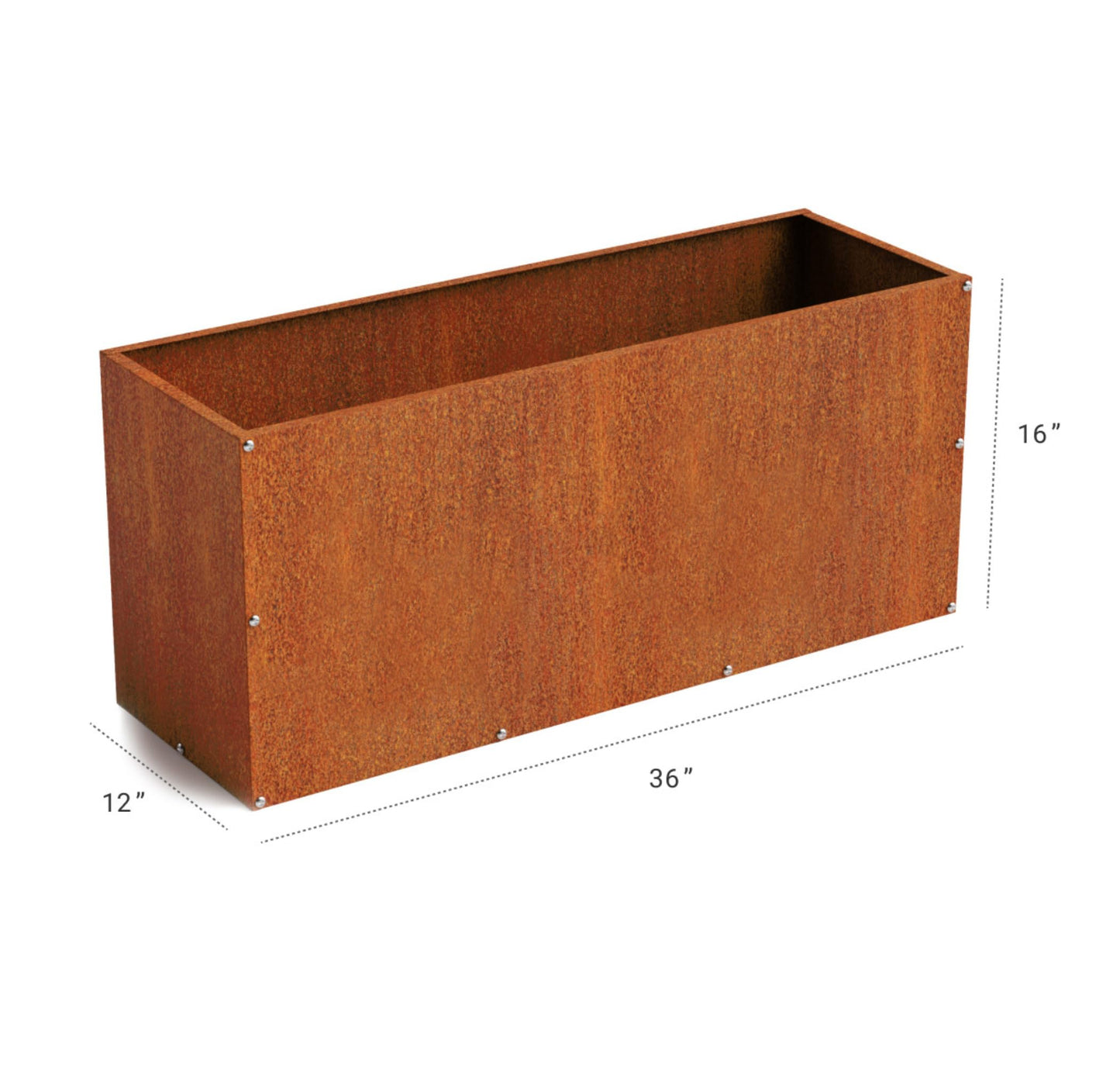 DIY CARTEL Corten Steel Rectangular Outdoor Planter Box, Rustic & Modern Farmhouse Design, Large Raised Metal Garden Bed for Commercial & Residential Use (36in x 12in x 16in)
