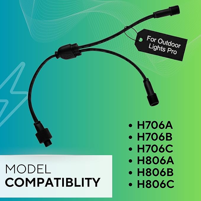 3-Pin IP68 Y Splitter – Specifically Designed for Govee Permanent Outdoor Lights (H705A, H705B, H705C, H706A, H706B, H706C) – Waterproof Cable Connector for Roofline (Black)