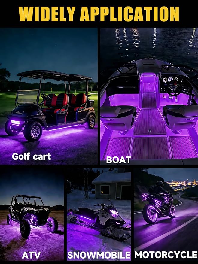 Led Light Strip Exterior Interior 24inch 5050 SMD Led Strip Light IP68 Waterproof Flexible Lights 12V for Car SUV Truck Marine Boat Golf Cart Pink Pack of 4