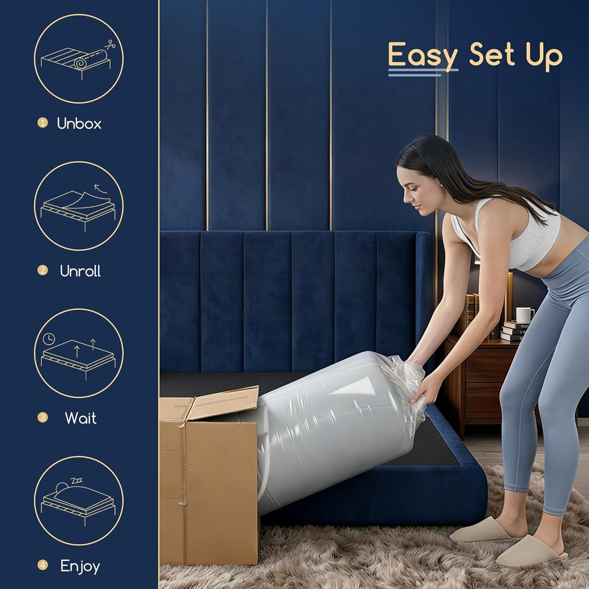 Queen Size Memory Foam Mattress - 12 Inch Medium Firm with Cooling Gel-Infused Cover | CertiPUR-US Certified