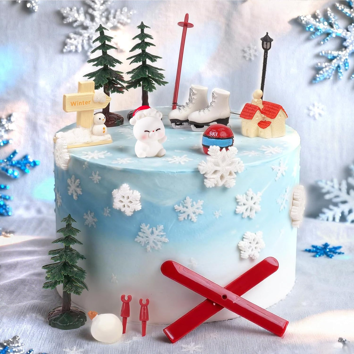 Skiennix 23PCS Ski-Themed Cake Decoration Set - Perfect Birthday Party Toppers & Supplies