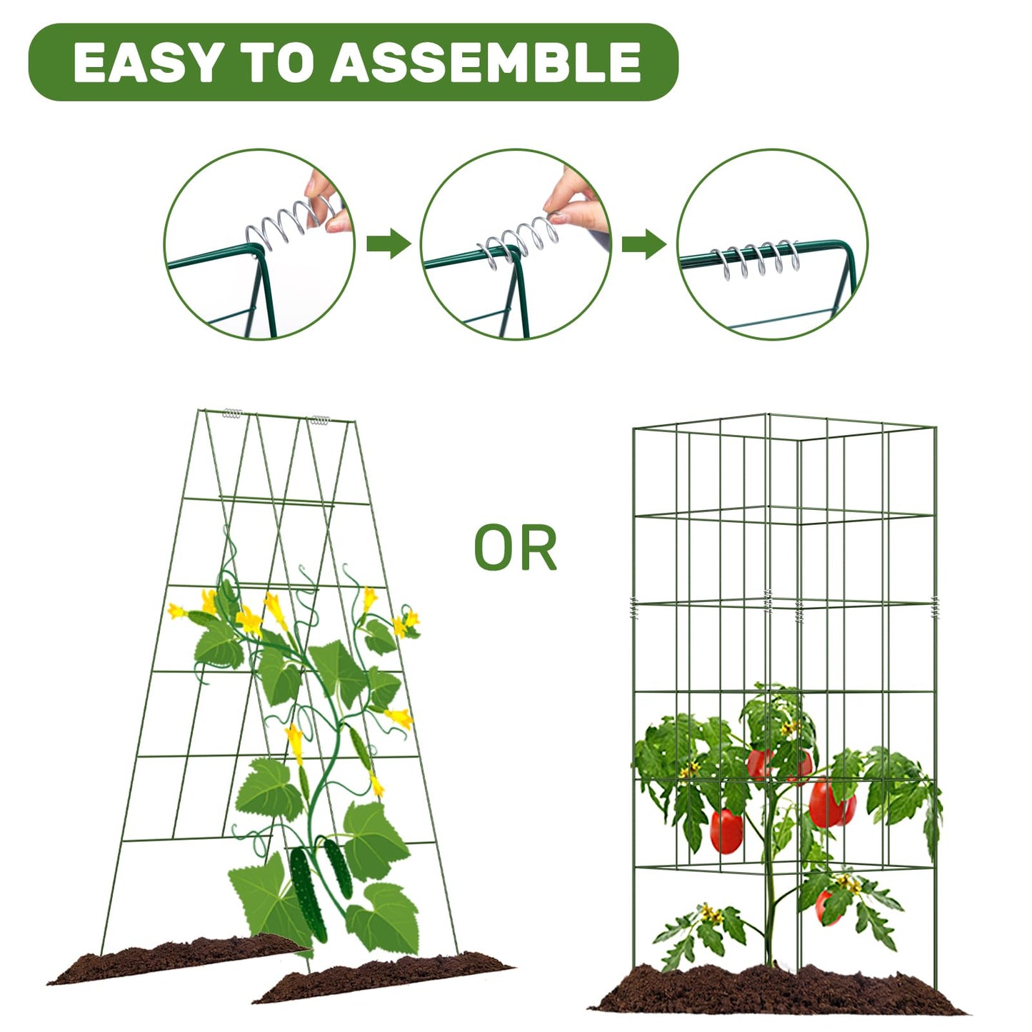 DOEWORKS Cucumber Trellis, 48" High Foldable A Frame Garden Trellis, 2 Pack, Plant Support for Climbing Cucumber, Beans, Tomatoes, Flowers, Green