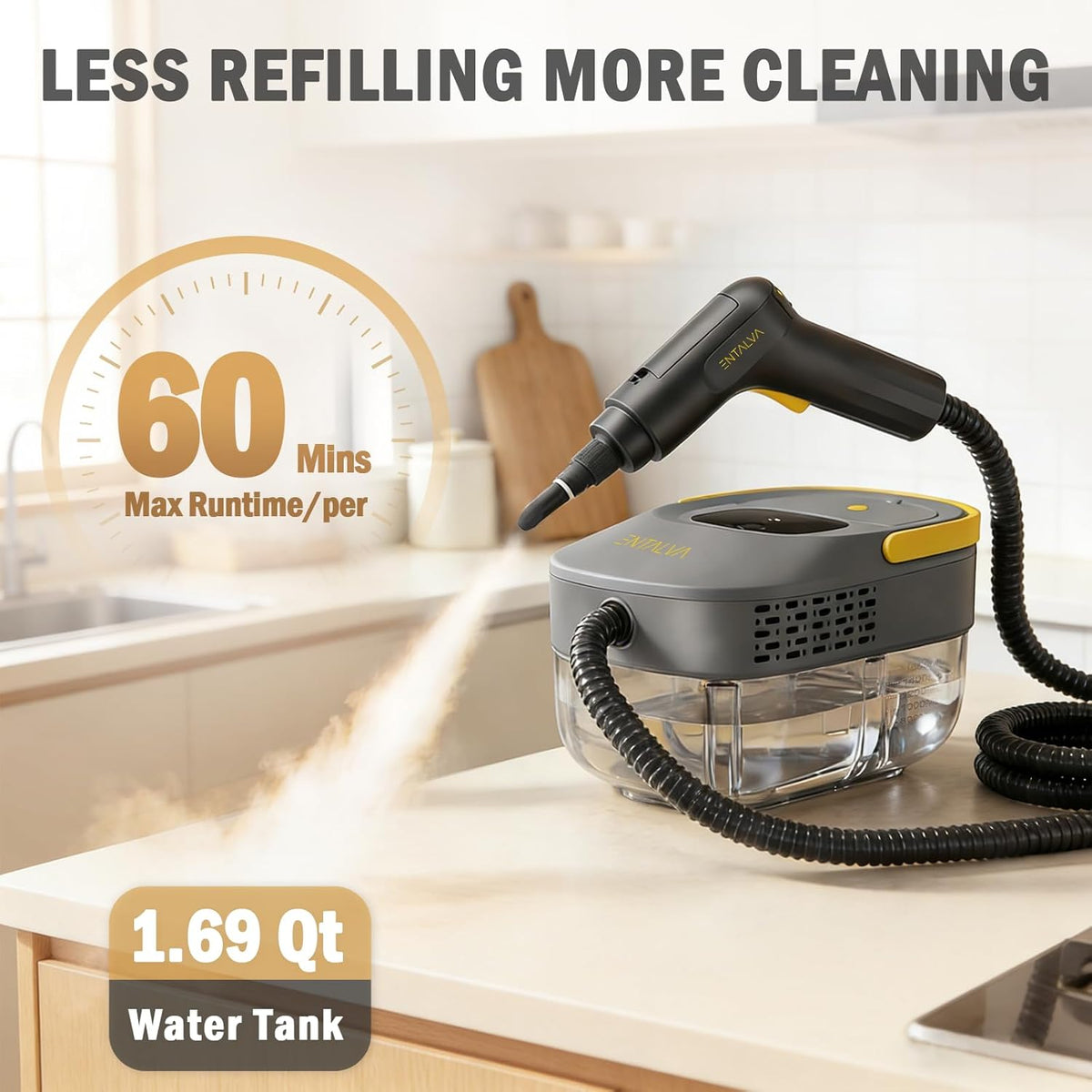 Skiennix Steam Cleaner - 1600W Handheld High-Pressure Steamer with 1.69QT Tank & 15 Accessories for Home Cleaning