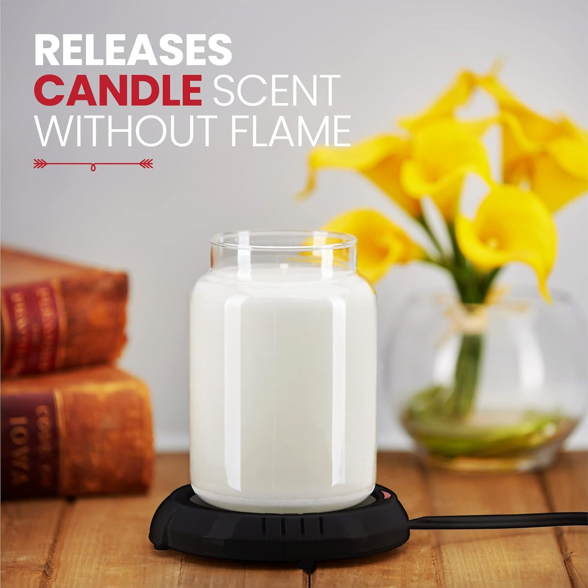 Skiennix Candle Warmer Plate - Flameless Scent Release | Versatile Warmer for Candles, Coffee & Mugs - Black