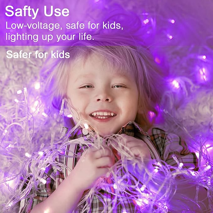 JMEXSUSS 600 LED Purple Christmas Lights Outdoor Indoor, 168ft Purple LED Christmas Tree Lights Plug in, Deep-Violet Fairy String Lights for Outside Patio Fireplace Party Xmas Decorations