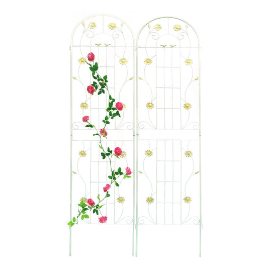 2 Pack Garden Trellis for Climbing Plants 86.7'' x 19.7''，Yellow Metal Garden Trellis，Heavy Duty Rustproof Plant Trellis for Potted Plant Support Tall Wall Trellis for Rose Vegetable Cucumber