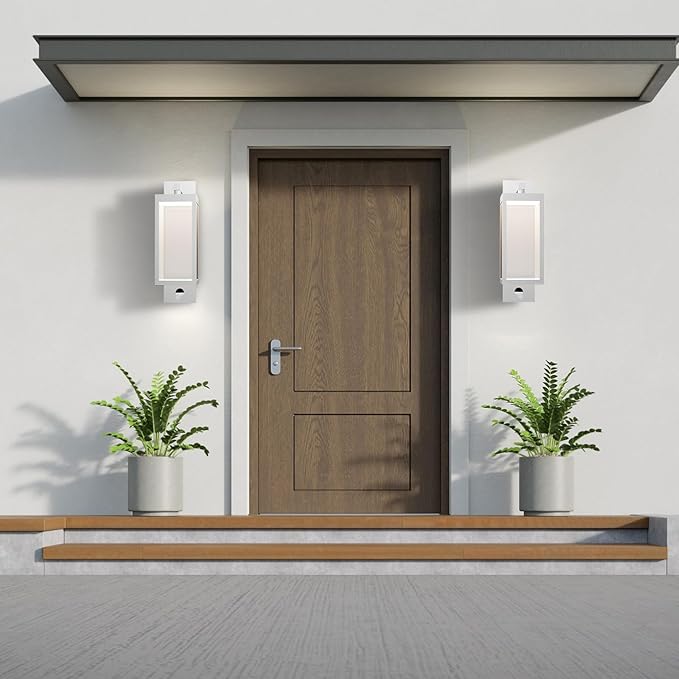 Outdoor Light Wall Sconce Motion Sensor Porch Light for House,15" LED Modern Exterior Lighting Fixture Black,Waterproof Outside Lantern with Clear Glass for Garage Patio Garden