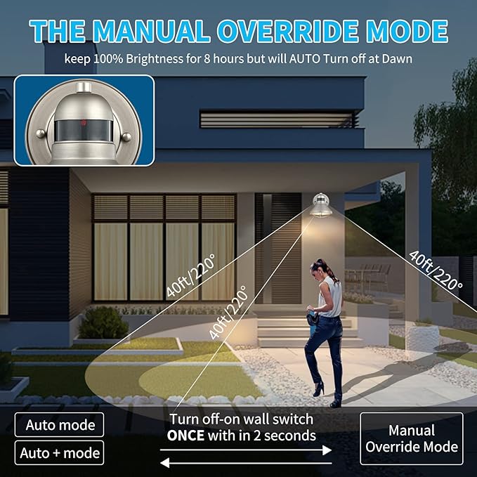 LONEDRUID Motion Sensor Outdoor LED Wall Sconce Dusk to Dawn Exterior Barn Light Fixtures Silver Outside Porch Light Waterproof Farmhouse Wall Mount Lamp for House Garage Entryway