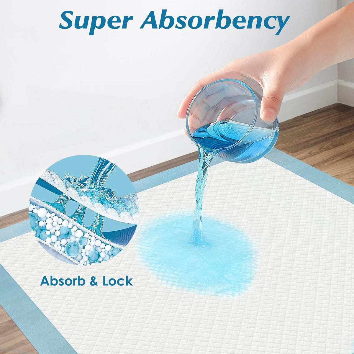Super Absorbency Disposable Underpads by [Brand Name] - 100 Count | Leakproof & Quick Drying for Babies, Puppies, and Adults
