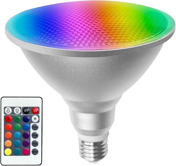 PAR38 Flood Light Bulbs,Remote Control 30W LED Color Changing Bulb,100W Equivalent Garden Lamps for Valentine's Day Home Party Decoration(RGB+Nature White)