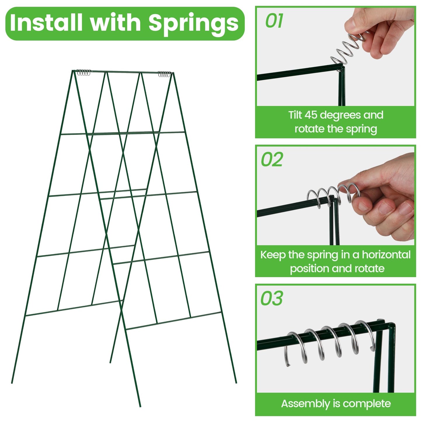 Toriexon Foldable Cucumber Trellis - 4 Pack, A-Frame Garden Trellis 46" L x 18" W, Steel Climbing Plants Support Raised Bed Trellis with Twist Ties & Plant Bags for Climbing Plants Outdoor