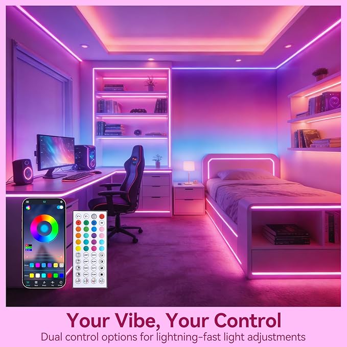 LED Neon Lights, 50FT RGB Neon Rope Lights App Control,IR Remote,Music Sync,IP67 Waterproof,Flexible DIY Design for Bedroom,Living Room,Gaming Room,Party,Outdoor,Christmas Decor