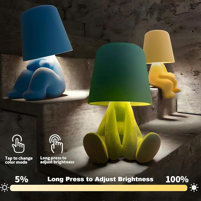 Modern Table Lamp for Youth: Rechargeable Cute Light for Kids Child Teen - Gift for Birthday Christmas Halloween Easter (Green Big)