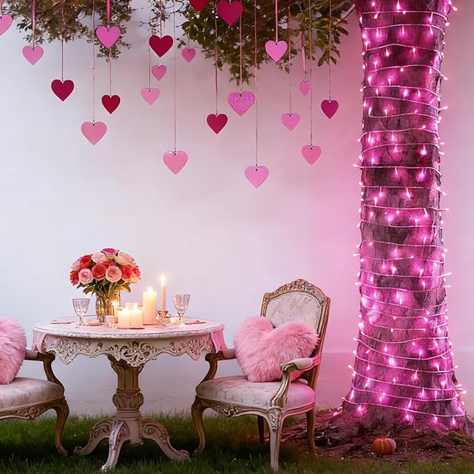 LAMPHOME 500 LED Pink String Lights, 165FT Plug in Waterproof with 16 Twinkle Modes, for Valentine’s Day, Easter, Mother’s Day, Christmas Decor, Indoor Outdoor Bedroom Yard Wedding Decoration