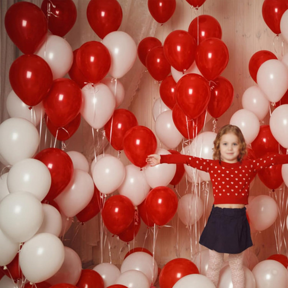 Regine Switzerland 100 Pcs Red & White Balloons - 12 Inch Thickened Latex for Celebrations