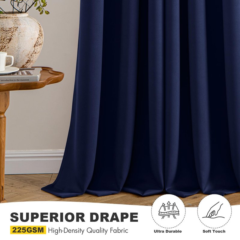 MIULEE Navy Blue Blackout Curtains - Bedroom Window Treatment Curtains Thermal Insulated Room Darkening Drapes for Living Room Kitchen Grommet Top Light Blocking Drapery, 40 x 48 Inches Long, 2 Panels