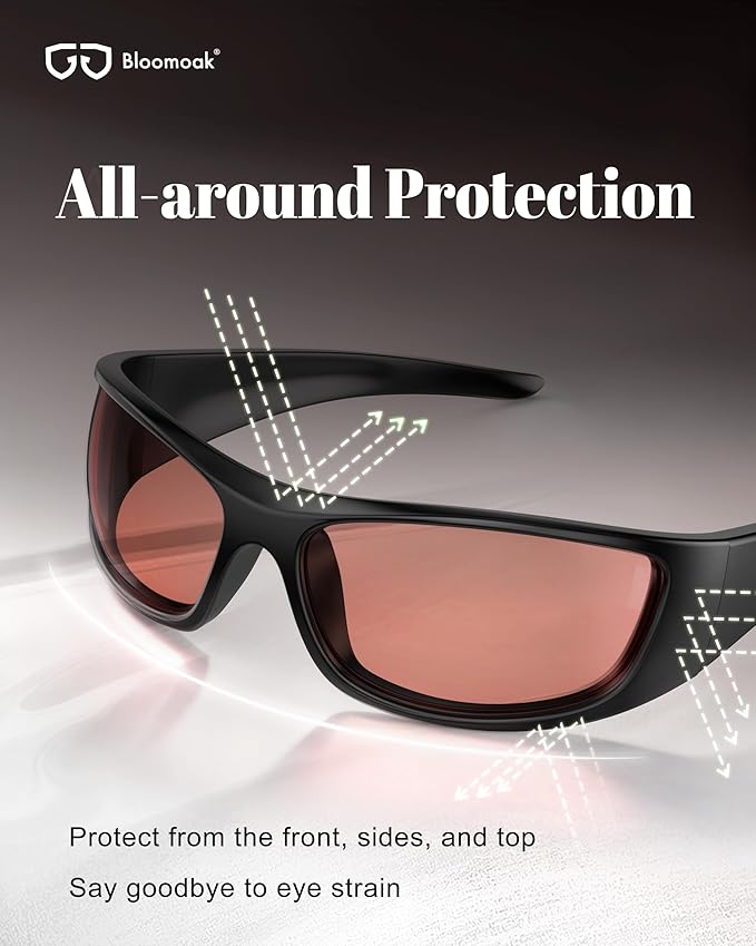 Bloomoak 99% Blue Light Blocking Glasses,Nighttime Sleep,Fully Wraparound Your Eyes with No Leaks for Side Glare/Dry Eyes