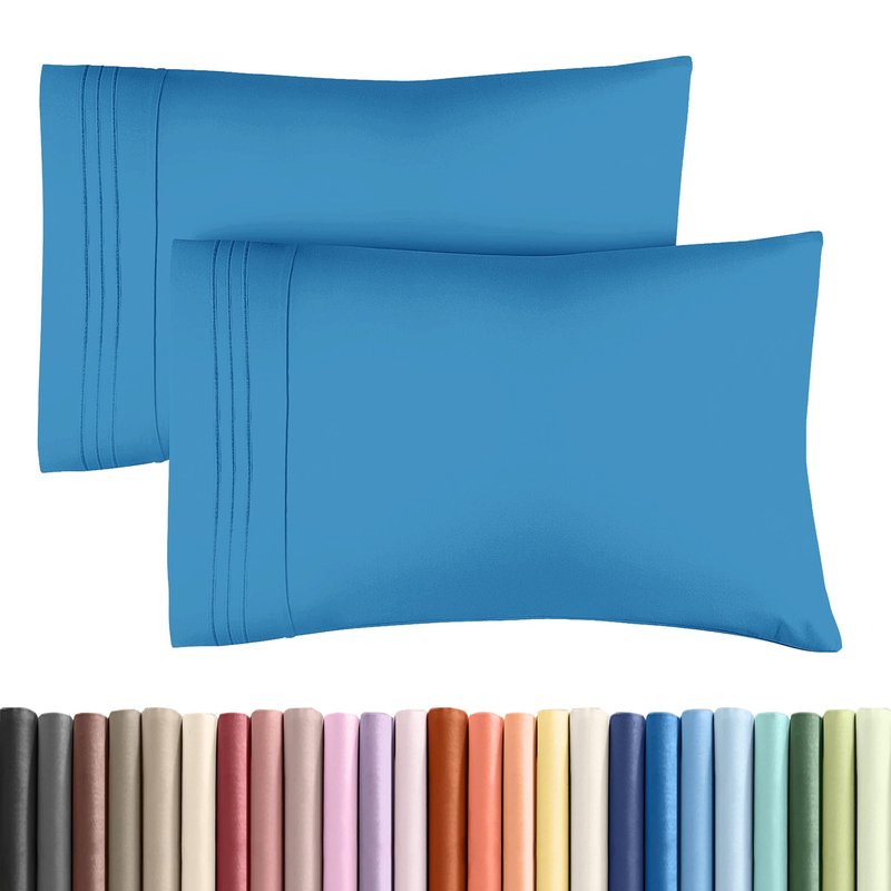 Standard Pillow Cases Set of 2 - Soft Hotel Quality Pillowcase Covers - Comfy & Wrinkle Free - Stain and Fade Resistant - Machine Washable Pillow Protectors - 2 Piece Set - Standard Size Denim Blue