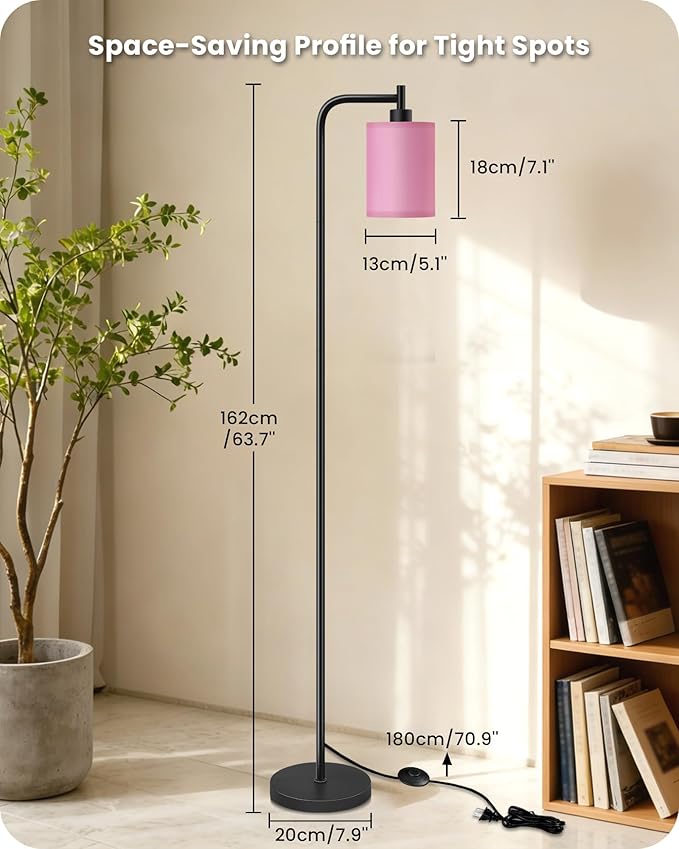 2Pack Dimmable Floor Lamp for Living Room with Remote and Foot Switch, Modern Standing, Corner Lamp,10W Bulb 3 Color Temperatures, for Bedroom, Office, ETL Listed, Gold and Pink P19LDP205