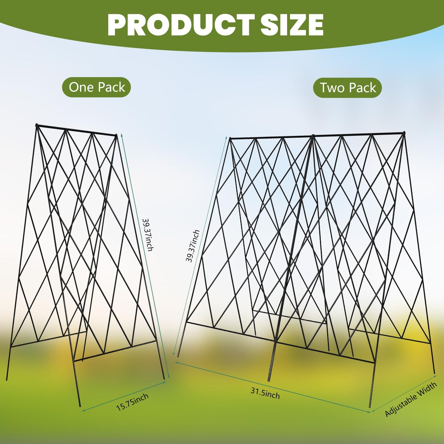 UrGROWA Cucumber Trellis 2 Pack, Foldable A-Frame Garden Trellis for Raised Bed Garden Grow Support with Plant Support Clips, Twist Ties, Plastic Ties, for Cucumber,Tomato, Climbing Plants and Flowers