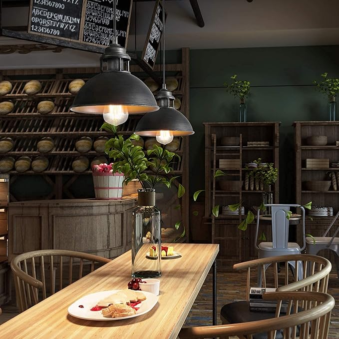 LOG BARN Pendant Lighting with Cutouts on Top, Industrial Silver Brushed Pendant Light for Kitchen Island, Dining Room and Bedroom