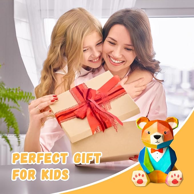 Paint Your Own Bear Lamp Kit, Arts and Crafts for Kids Ages 8-12, Arts and Crafts for Kids 4-6, Bear Gifts for 10 Year Old Girl, Art Supplies for Teens Girls Boys Birthday Ages 3 4 5 6 7 8 9 10 11 12+