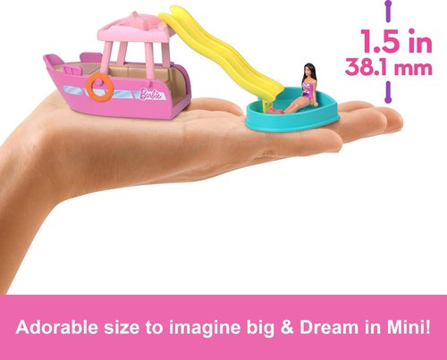 Barbie Mini BarbieLand Playsets - Dream Boat Toy Vehicle with Color-Change Surprise & 1.5-Inch Doll