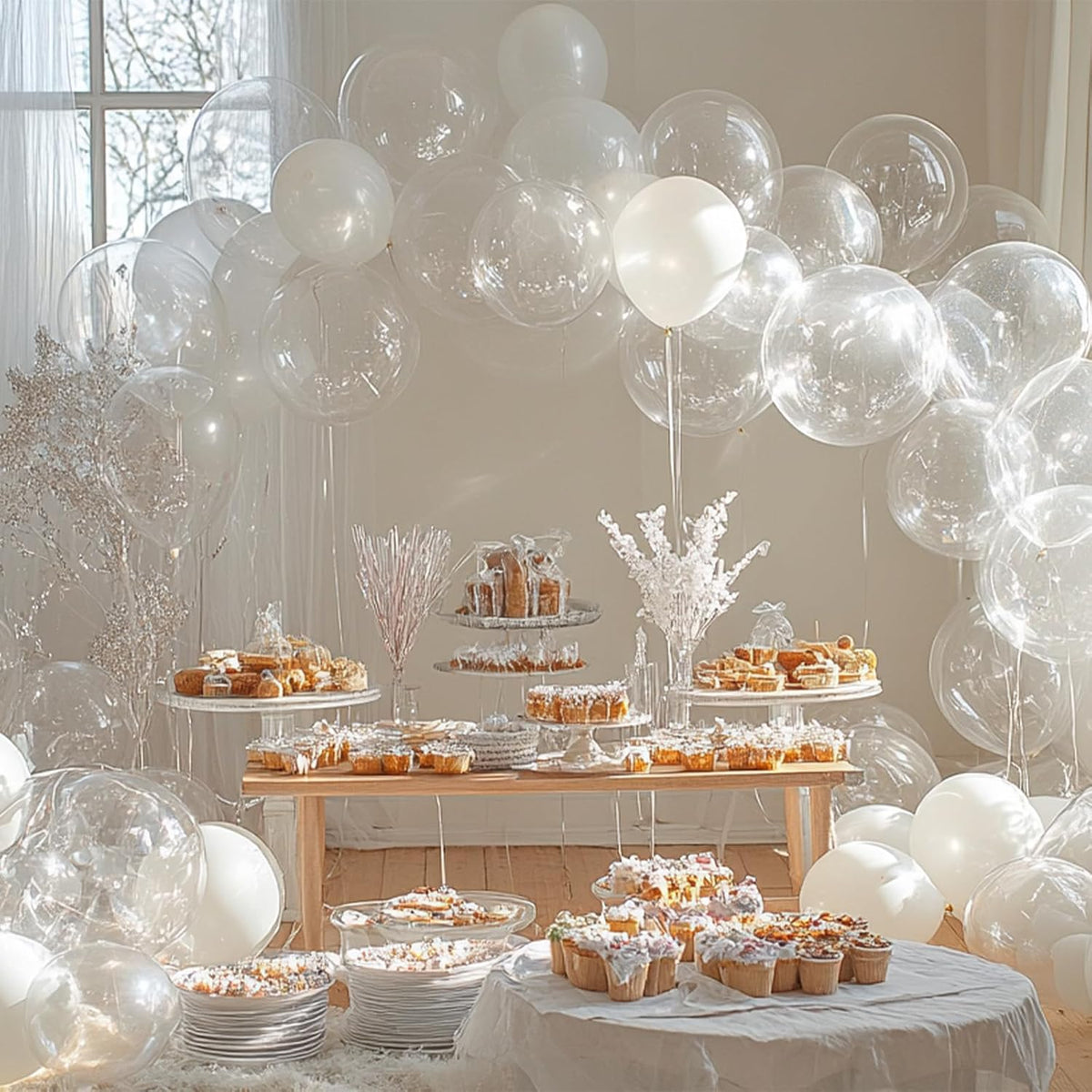 PartyWoo Clear Balloons - 152-Piece Transparent Balloon Arch Kit for Weddings & Celebrations | 5-18 Inch Sizes