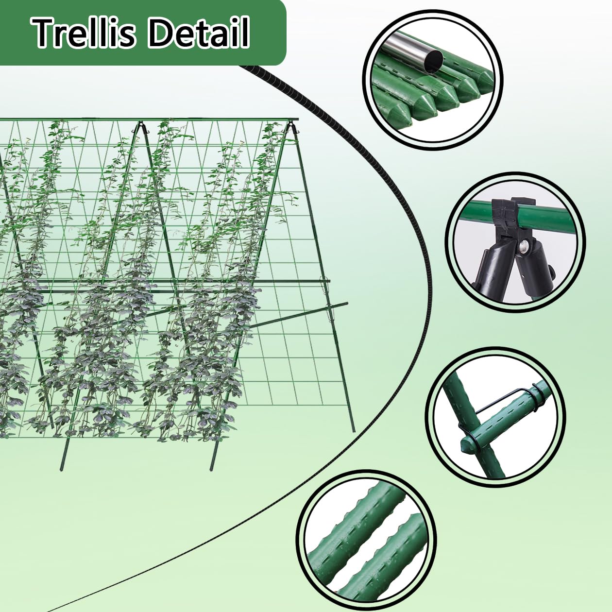 Cucumber Trellis,A-Shape Garden Trellis for Raised Beds with Climbing Net,Plant Support for Climbing Plants Outdoor,47x47inch Metal Vegetables Trellis