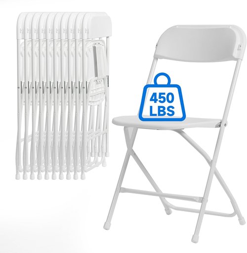 10 PCS Folding Chairs by [Brand Name] - Heavy-Duty Portable Plastic Chairs | 350 LB Capacity for Indoor/Outdoor Events