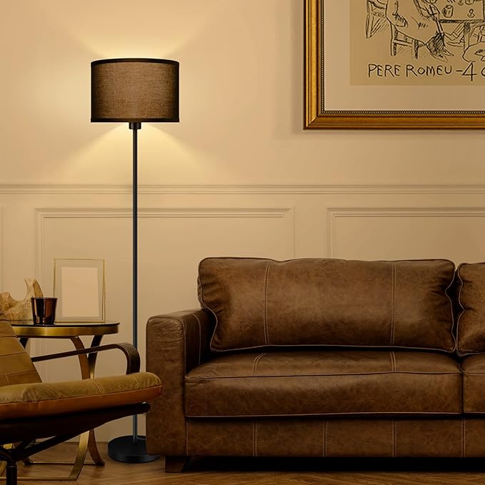 Floor Lamps for Living Room, Modern Standing Lamp, Black Lamp Shades, Foot Switch, Simple Pole Lamps Corner Lamp for Bedroom,Office, Living Room, Den, Bright Reading Floor Lamp(Without Bulb)