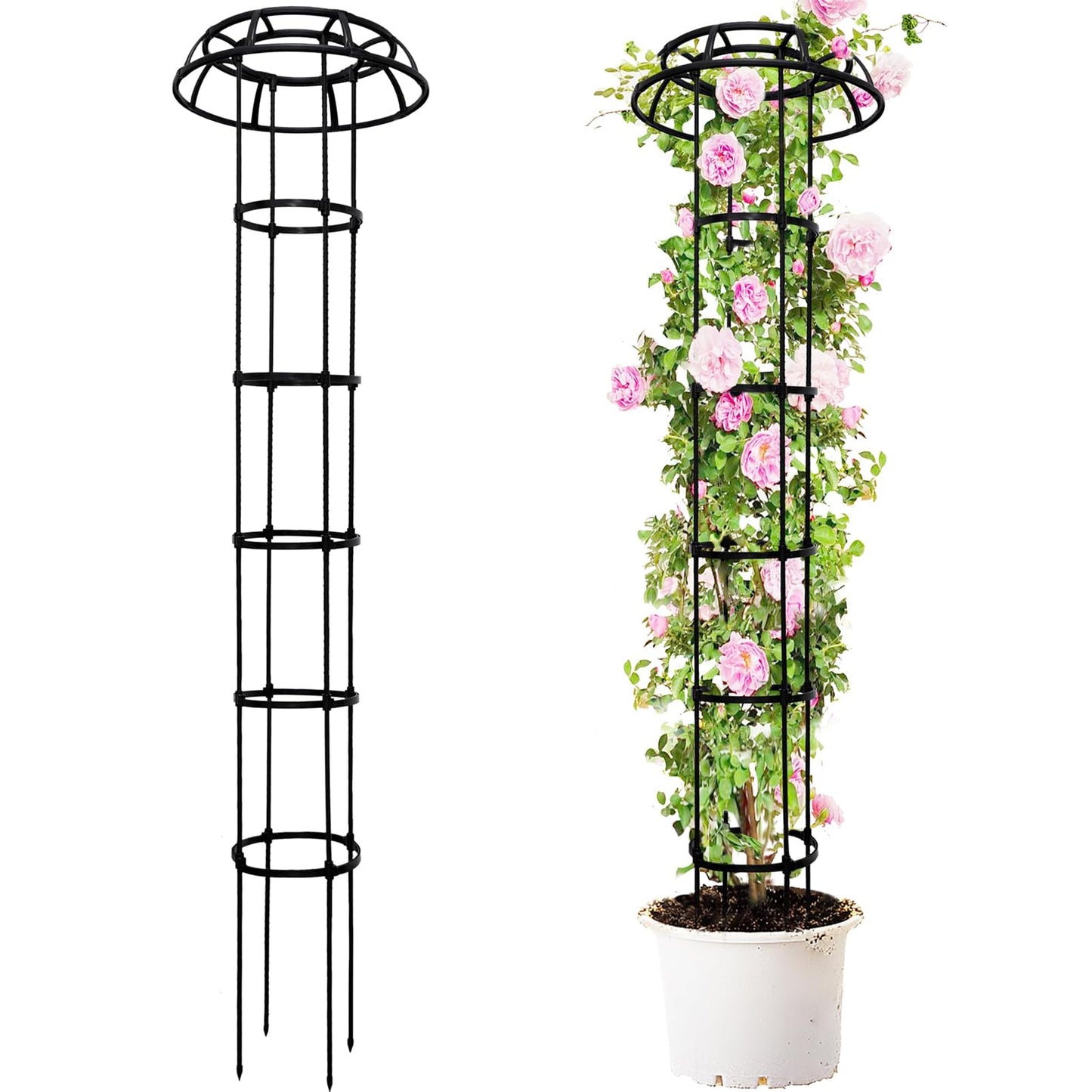 77-Inch Garden Trellis for Climbing Plants,Heavy-Duty Metal Obelisk with Mushroom Top,Stable Support for Potted Clematis,Tomato,Cucumber,Rose,Pea & Vine