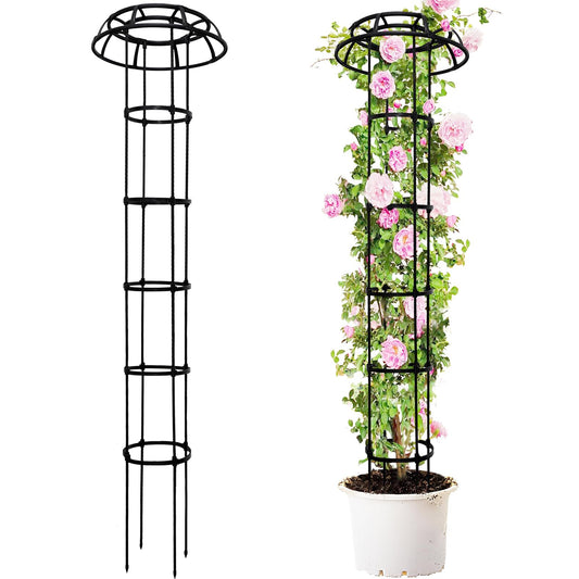 77-Inch Garden Trellis for Climbing Plants,Heavy-Duty Metal Obelisk with Mushroom Top,Stable Support for Potted Clematis,Tomato,Cucumber,Rose,Pea & Vine