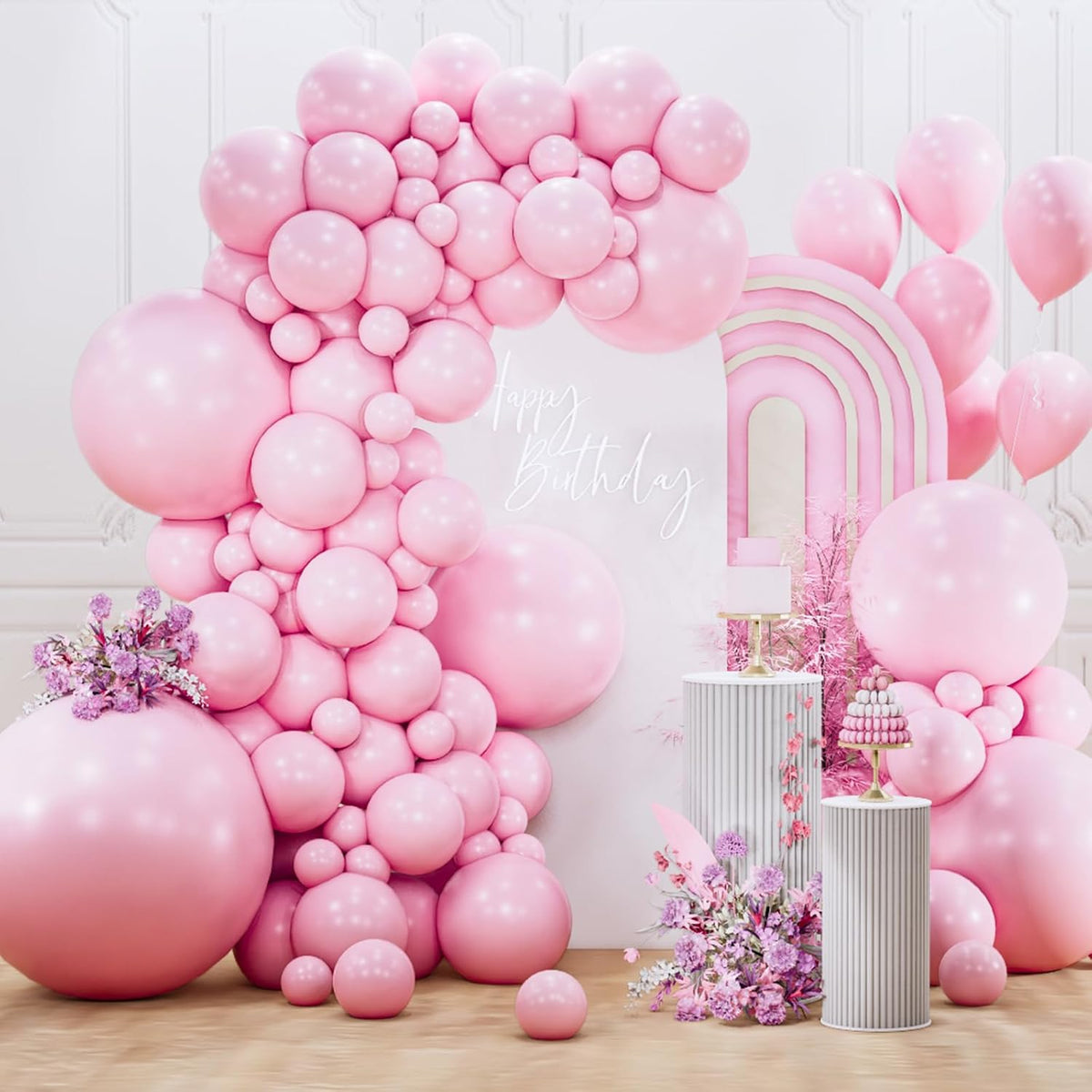 PartyWoo Light Pink Balloon Arch Kit - 127pcs in Various Sizes for Baby Showers & Birthday Parties