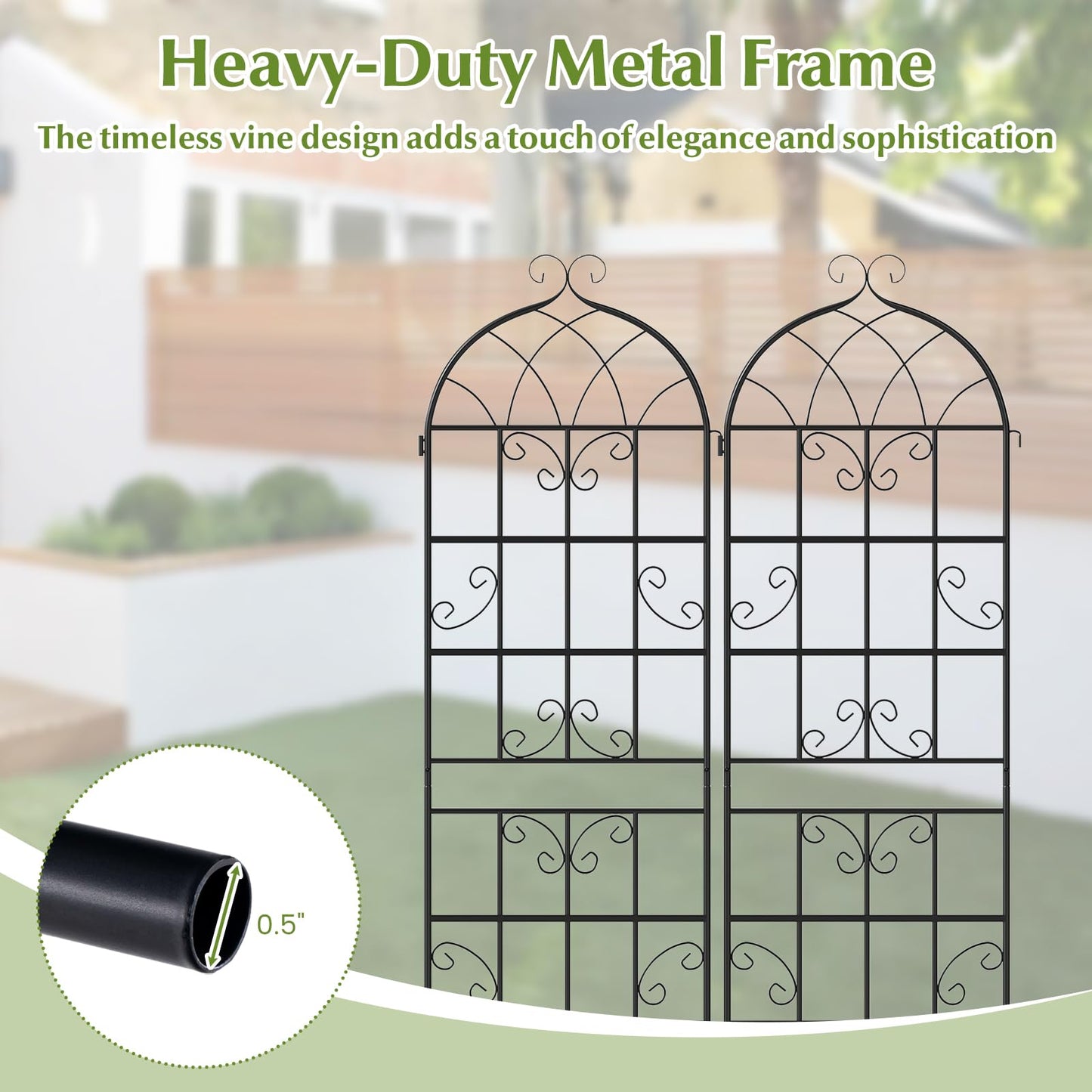 Giantex 2 Packs 71"x20" Metal Garden Trellis for Outdoor Climbing Plants, Heavy-Duty Plant Support for Vine Rose Vegetable Flower, Rustproof Black Metal Coating Patio Trellis Arch Decorative Fence