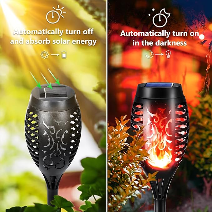 Solar Flashlight Light with Flickering Flame, Multi-Piece Outdoor Solar Lights, Outdoor Waterproof Solar Garden Lights for Decorative Paths, Patio and Deck Outdoor Lighting（Red (12)