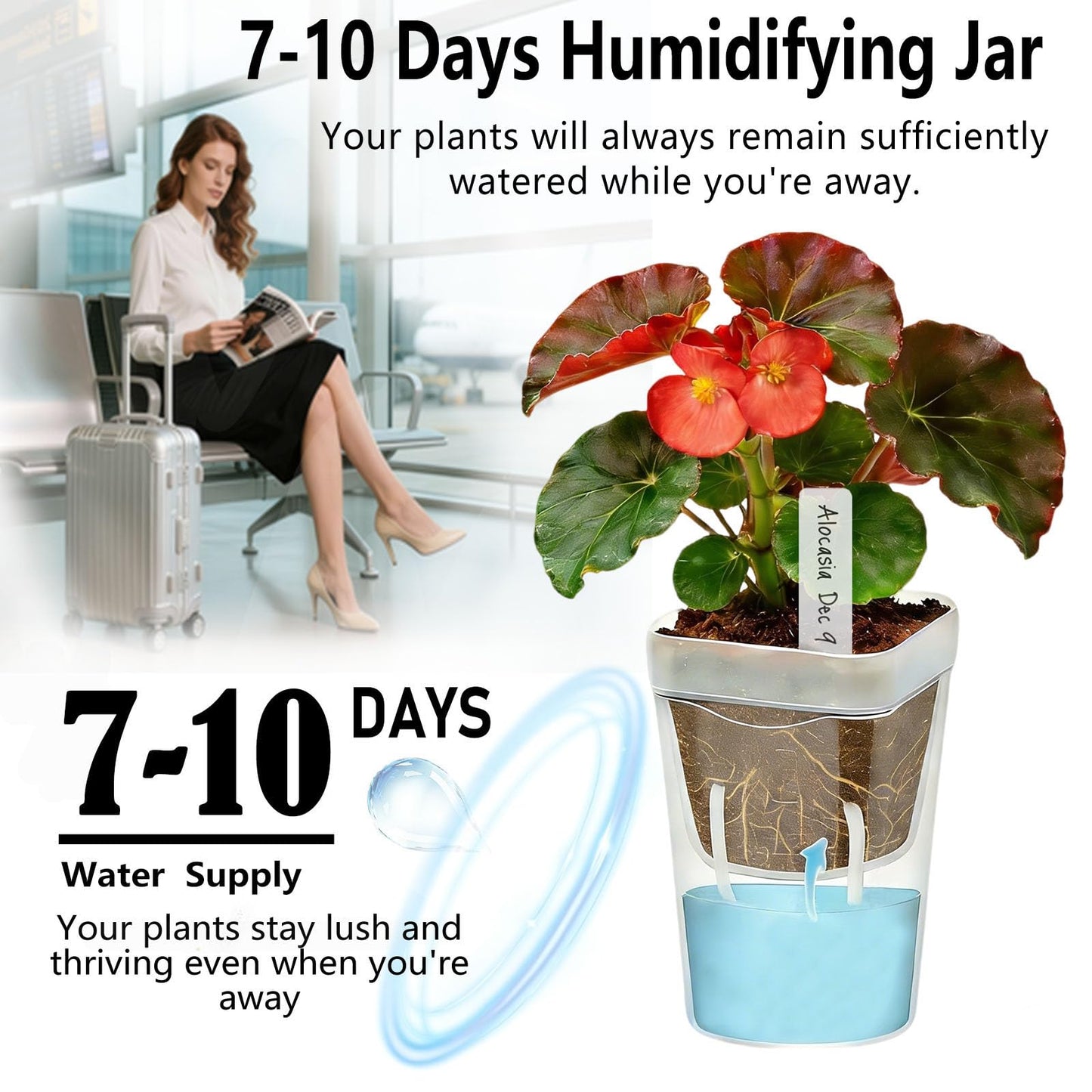 Godudio 20 Pack 2.5" Small Self Watering Pots for Indoor Plants，Premium Sturdy Plastic with Water Level Markings and Cotton Wicks,Ideal for Seedlings and Naked Root Plants