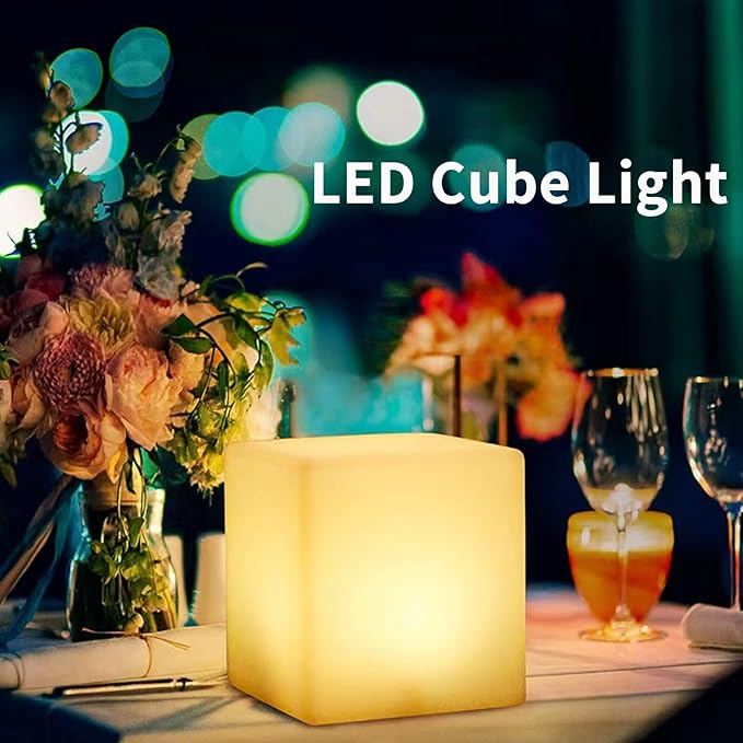 Borelor LED Cube Light, 4-Inch Rechargeable & Remote Control Mood Lamp, 16 Color Changing Glowing Night Light, Dimmable Decorative Lighting for Home/Party/Bar/Wedding