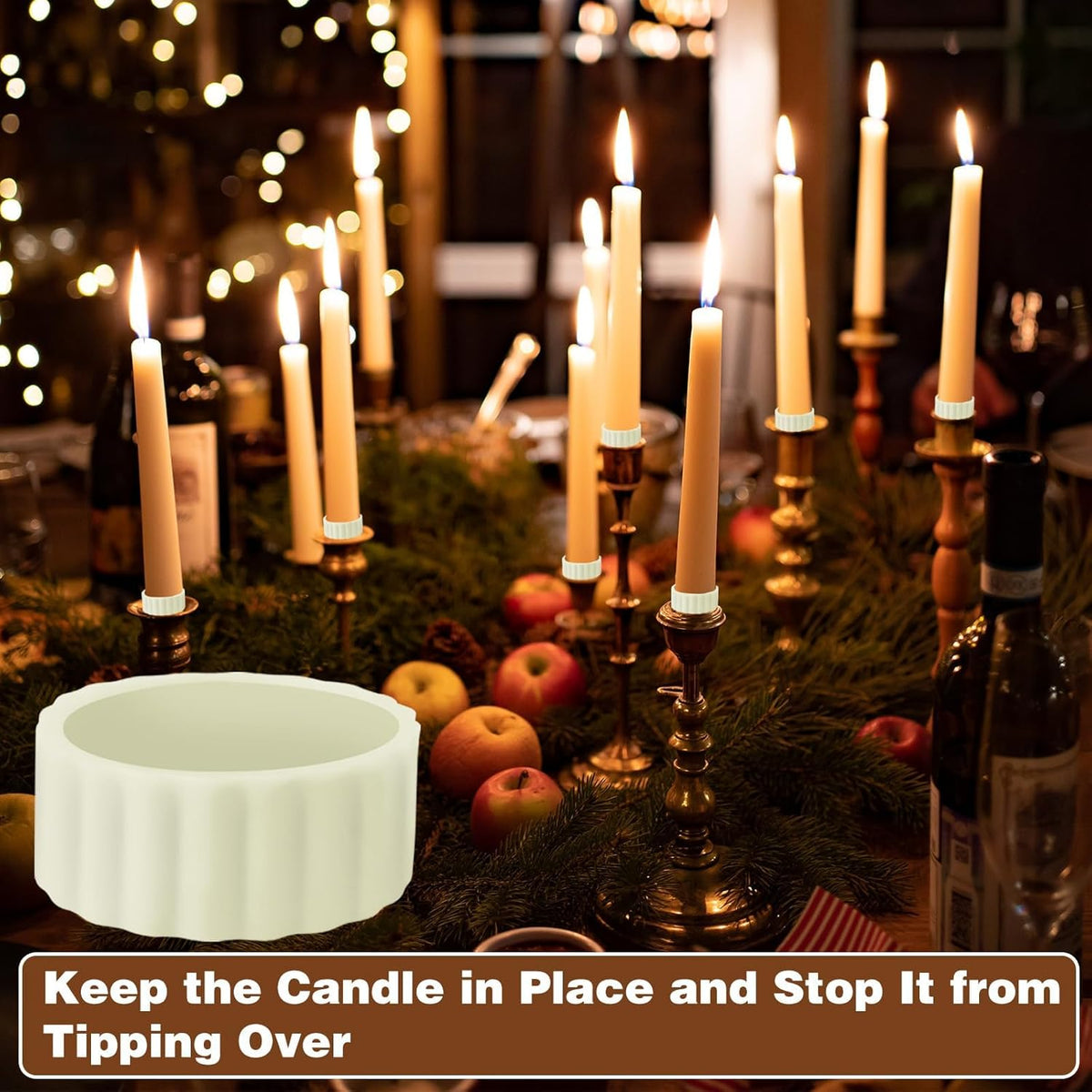 Skiennix 12Pcs Silicone Candle Grippers - Durable Holders for Taper Candles | Perfect for Weddings & Festivals
