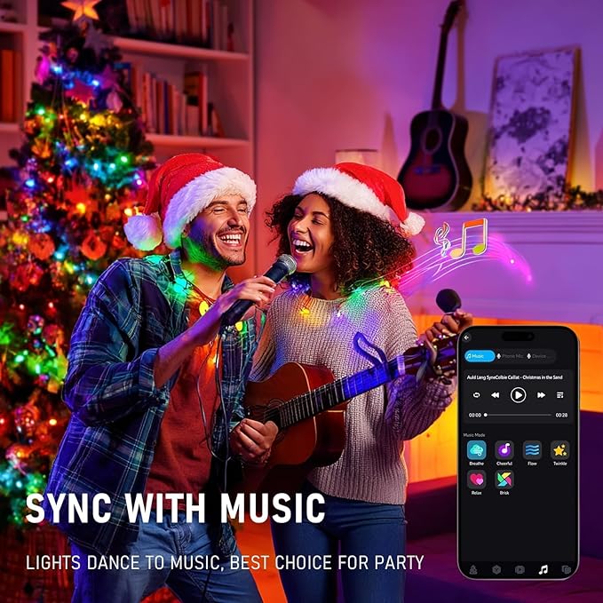 TW SHINE Smart Christmas Lights, 100 LED 33FT Color Changing Halloween String Lights Clear Wire with Remote & APP, Waterproof RGB Christmas Tree Light for Outdoor Indoor Decorations